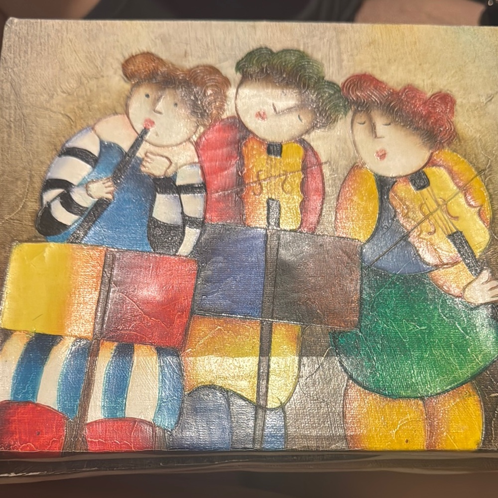 Whimsical Red and Yellow Folk Art Painting 3 originals 8x10
